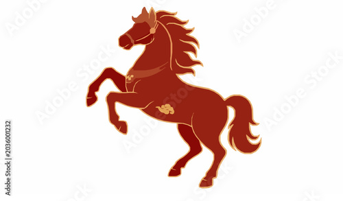 Tableau sur toile Chinese zodiac horse silhouette vector with plum blossom paper cut Lunar New Yea