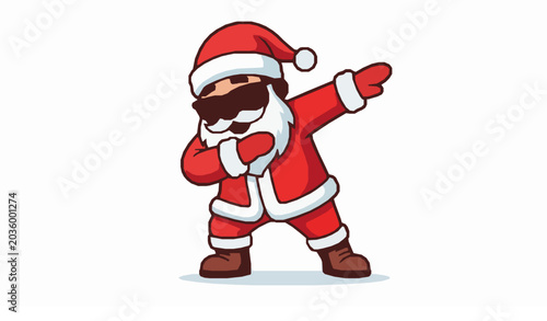 Foto Festive holiday character dab pose vector illustration with sunglasses winter ce