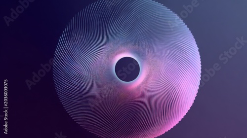 Abstract Circular Pattern: A mesmerizing abstract circular pattern with concentric rings of fine lines in gradient hues of blue, purple, and pink.