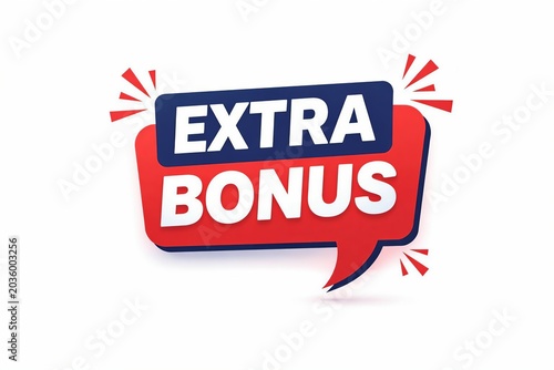 Bright extra bonus speech bubble with sparkles illustration