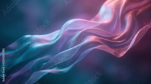 Abstract flowing silk fabric with soft gradient lighting in shades of blue and pink