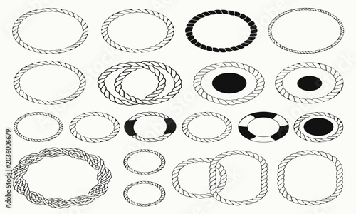 Abstract geometric vector illustrations of intricate rope or wire knots and loops