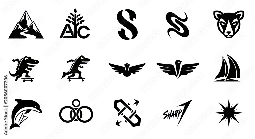 Fototapeta premium Collection of Black and White Vector Icons and Symbols