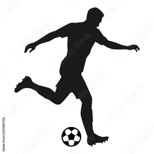 Football Player Kicking Ball Silhouette Illustration