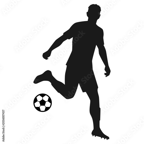 Football Player Kicking Ball Silhouette Illustration