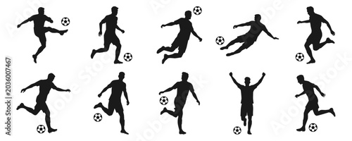 Football Player Silhouette Illustration Set