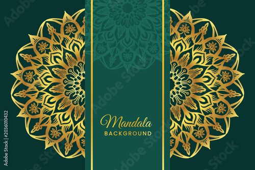 Luxurious golden ornamental mandala design with intricate symmetrical patterns on a dark teal background, perfect for a decorative backdrop or elegant cultural motif
