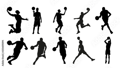 Photos Basketball players in motion dynamic silhouettes capturing the sport's energy an