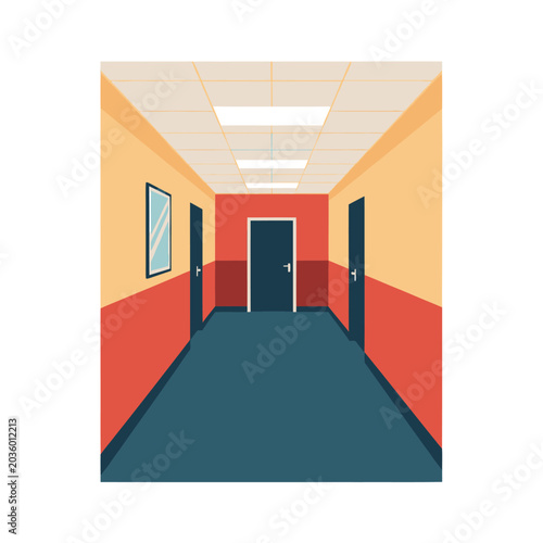 Interior Corridor with Doors and Floor.