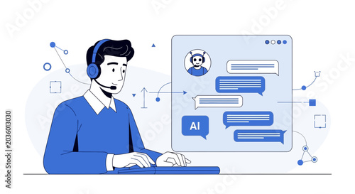 AI chatbot service with customer support agent and chat interface