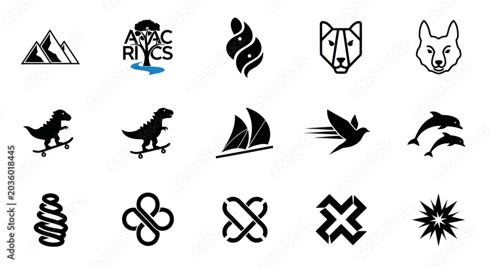 Fototapeta premium Collection of Diverse Vector Logos and Icons