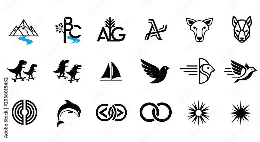 Obraz premium Collection of Diverse Vector Logos and Icons