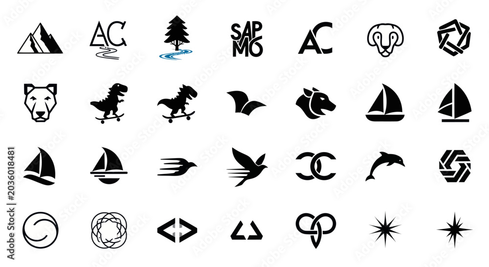 Fototapeta premium Collection of Diverse Vector Logos and Icons