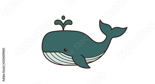 Cuadro en lienzo Whale swimming on water surface with water spout