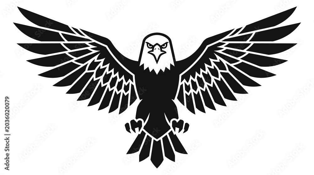 Fototapeta premium Black Eagle Logo with Symmetrical Wings