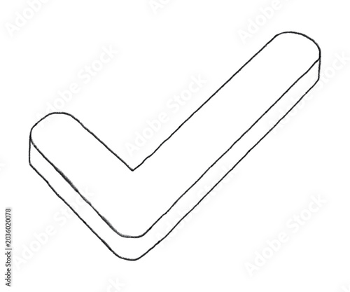 Cuadro en lienzo 手書きの立体的なレ点のチェックマークの線画のベクターイラスト