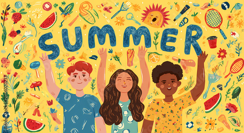 Vibrant Flat Vector Illustration of Diverse People Celebrating and Playing Sports - Joyful Friends, Active Lifestyle, and Community Concept