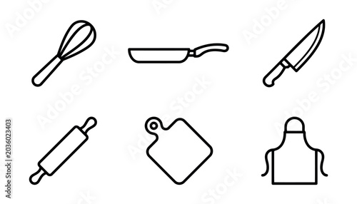 Set of kitchen utensils and tools for cooking