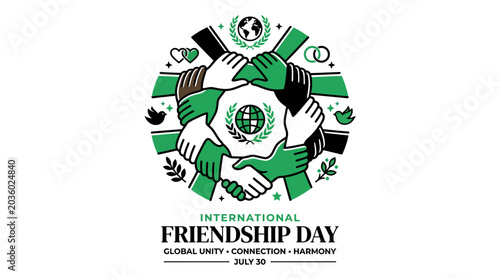International Friendship Day Logo: Diverse Hands Unite for Global Unity and Connection