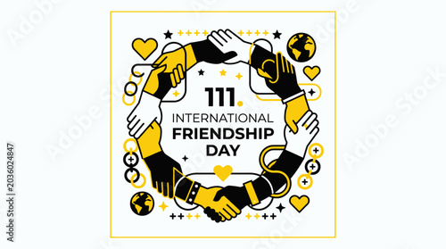 International Friendship Day Circle of Hands Diverse Unity Graphic