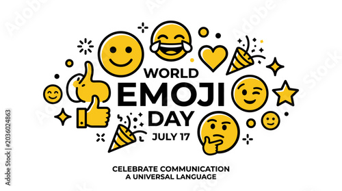 World Emoji Day Celebration - July 17 - Happy Emojis & Communication Icons