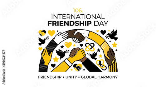 International Friendship Day: Unity, Harmony, Diverse Hands Together