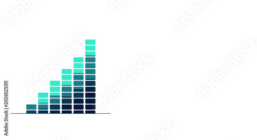 Colorful bar chart graph rising.