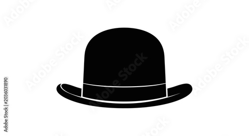 Tableau sur toile Black bowler hat silhouette, classic fashion accessory, isolated on white backgr