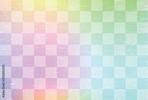 Colorful pastel gradient checkered pattern with a vintage texture