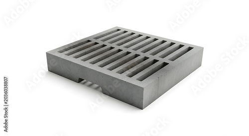 Isolated square concrete grate on a white background studio shot