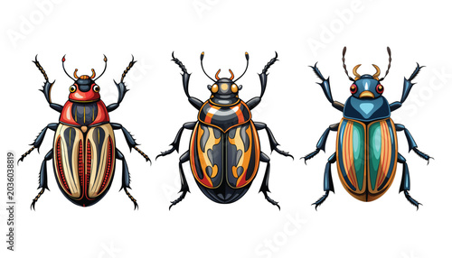Foto three beetle clipart vector illustration