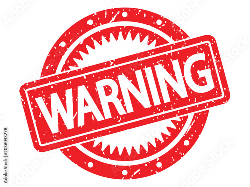 Red grunge rubber stamp with the word warning isolated on white background