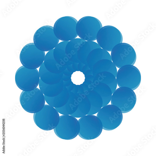 Abstract floral pattern with blue gradient circular shapes, abstract