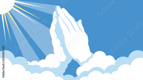 Tableau sur toile praying hands in the sky vector art