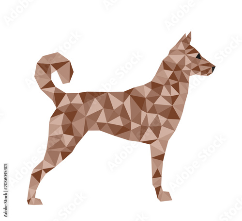 Brown geometric dog on a white background.