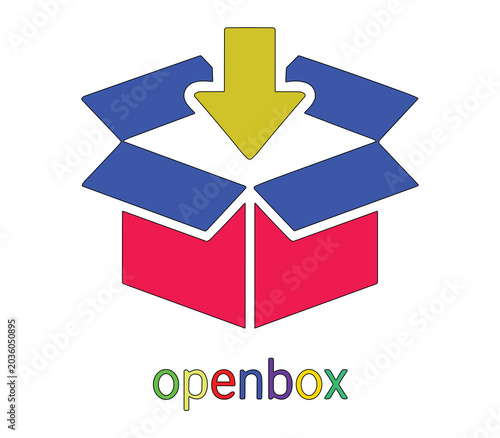 Slika na platnu Openbox window manager logo icon, a stylized open cardboard box with a downward