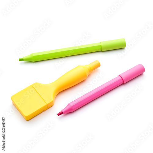 colorful highlighters for study notes isolated set
