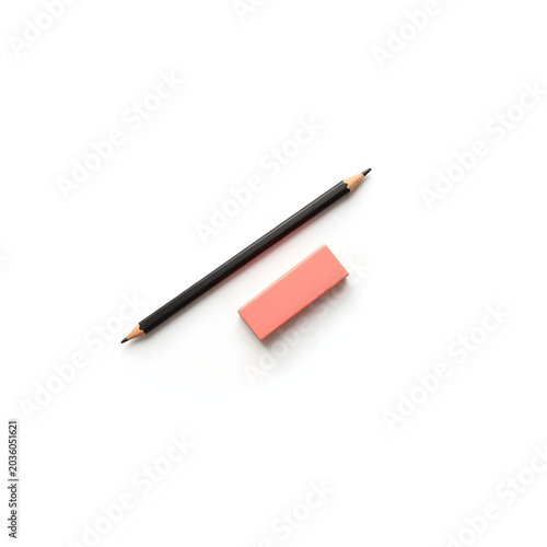 minimal pencil and eraser isolated study correction concept