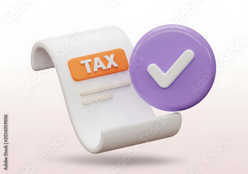Tax form document with approved purple checkmark icon document approved business accounting compliance taxation verified financial official deadline management