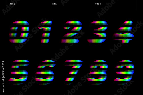 線の0から9までの数字のセット_046