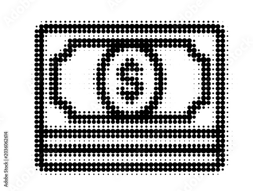 Black halftone stack of dollar banknotes money cash icon