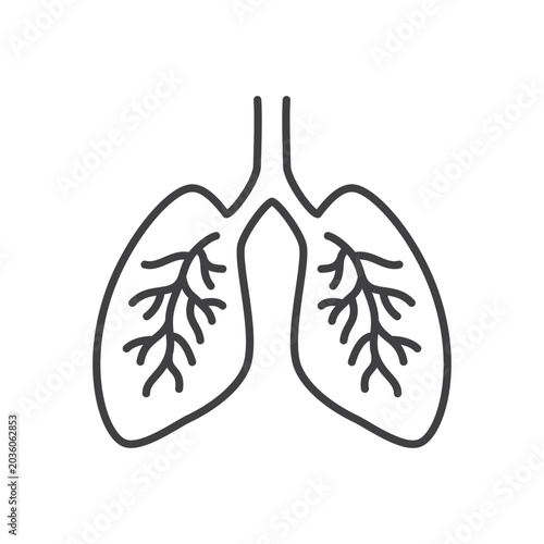 Tableau sur toile Outline lungs body part icon isolated flat style design.
