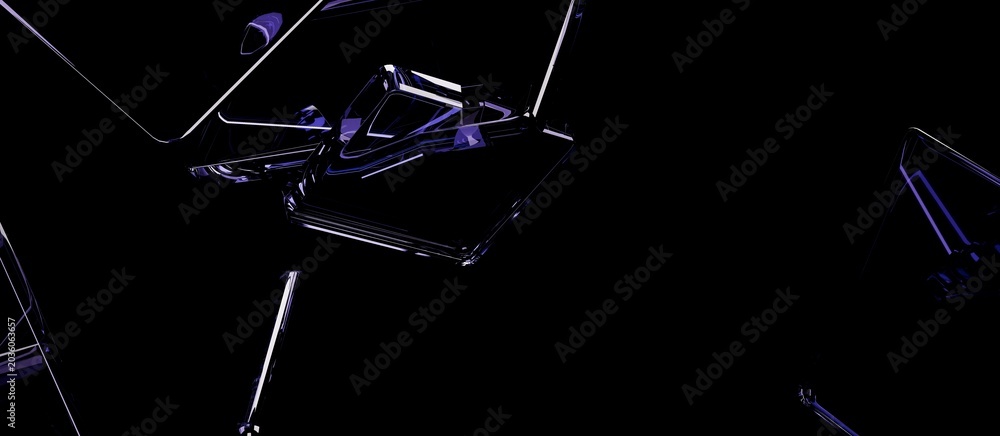Photos Dynamic abstract composition with translucent violet geometric shapes