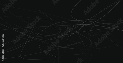 Abstract scribble lines pattern on dark background with chaotic messy hand drawn strokes.
