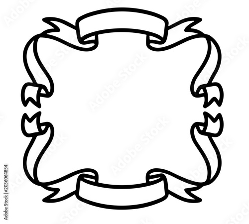 ornate ribbon banner square frame element