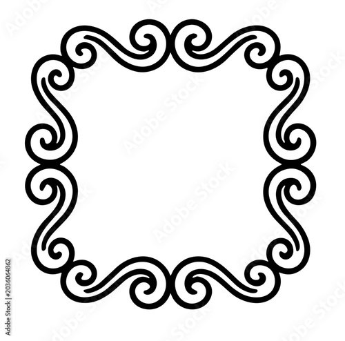 ornate swirling scroll square frame border