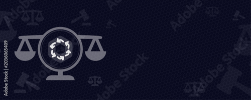 Bild auf Leinwand Abstract legal background featuring a balanced scale icon with a circular arrow