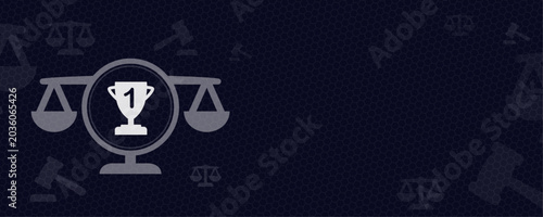Tableau sur toile Legal victory and justice concept with a trophy icon balanced on scales of justi