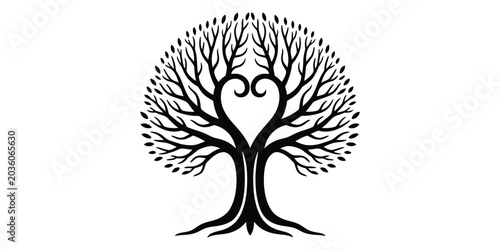 Foto Stylized tree of life with heart shaped branches