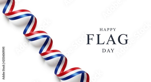 Red, white, and blue ribbon swirl for netherlands flag day celebration